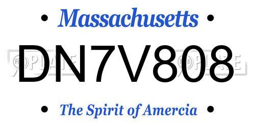 DN7V808 Massachusetts License Plate