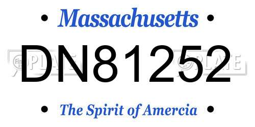 DN81252 Massachusetts License Plate