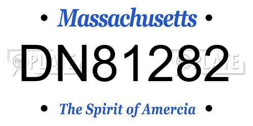 DN81282 Massachusetts License Plate