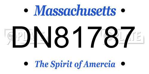 DN81787 Massachusetts License Plate