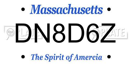 DN8D6Z Massachusetts License Plate