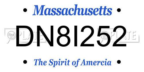 DN8I252 Massachusetts License Plate