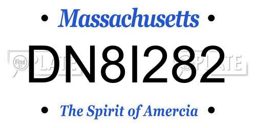 DN8I282 Massachusetts License Plate