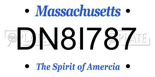 DN8I787 Massachusetts License Plate