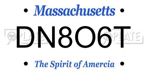 DN8O6T Massachusetts License Plate