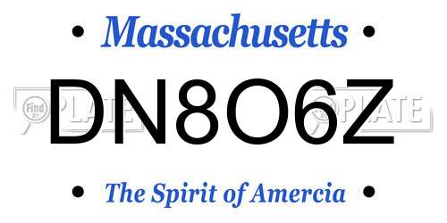 DN8O6Z Massachusetts License Plate