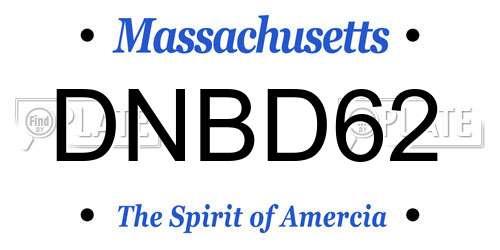 DNBD62 Massachusetts License Plate