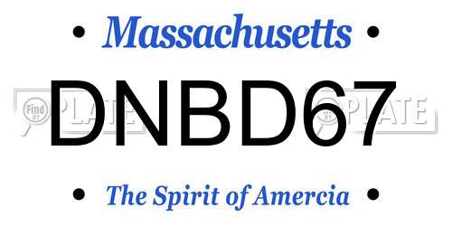 DNBD67 Massachusetts License Plate