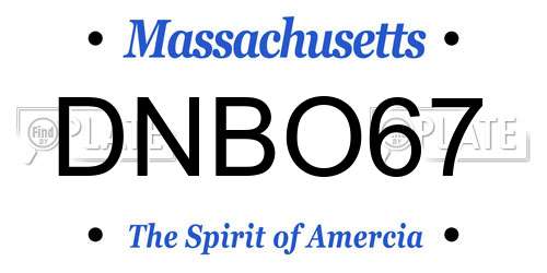DNBO67 Massachusetts License Plate