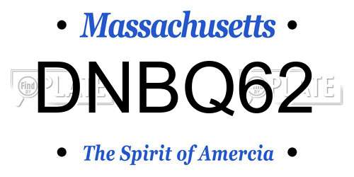 DNBQ62 Massachusetts License Plate
