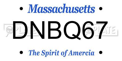 DNBQ67 Massachusetts License Plate