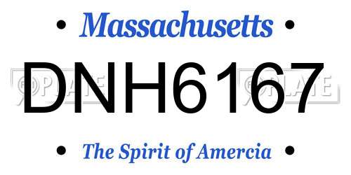 DNH6167 Massachusetts License Plate