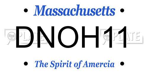 DNOH11 Massachusetts License Plate