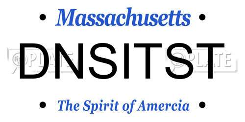 DNSITST Massachusetts License Plate