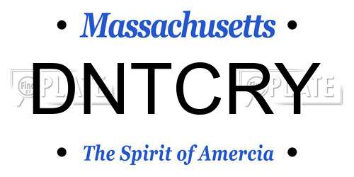 DNTCRY Massachusetts License Plate