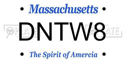 DNTW8 Massachusetts License Plate