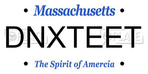 DNXTEET Massachusetts License Plate