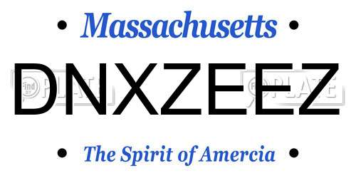 DNXZEEZ Massachusetts License Plate