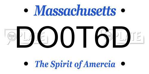 DO0T6D Massachusetts License Plate