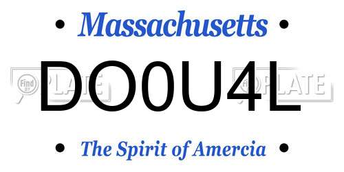 DO0U4L Massachusetts License Plate