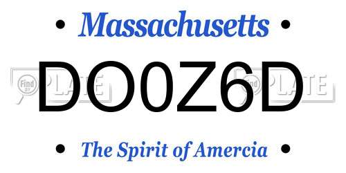 DO0Z6D Massachusetts License Plate