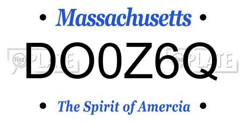 DO0Z6Q Massachusetts License Plate