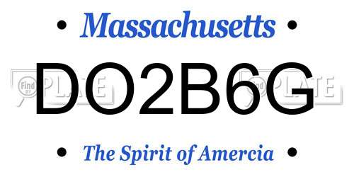 DO2B6G Massachusetts License Plate
