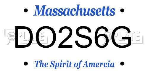 DO2S6G Massachusetts License Plate