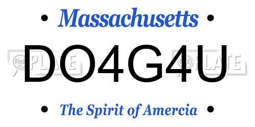 DO4G4U Massachusetts License Plate