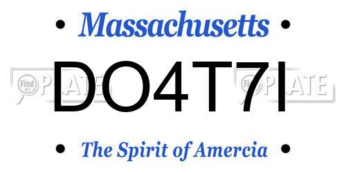 DO4T7I Massachusetts License Plate
