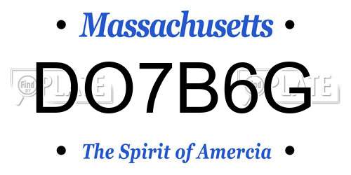 DO7B6G Massachusetts License Plate