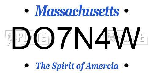 DO7N4W Massachusetts License Plate