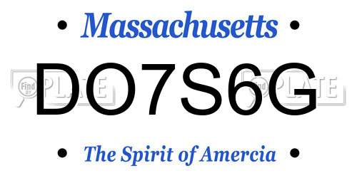DO7S6G Massachusetts License Plate
