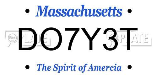 DO7Y3T Massachusetts License Plate