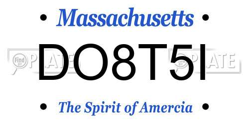 DO8T5I Massachusetts License Plate