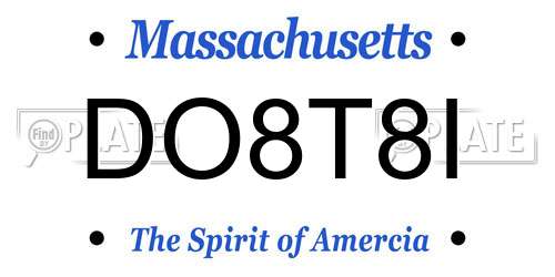DO8T8I Massachusetts License Plate