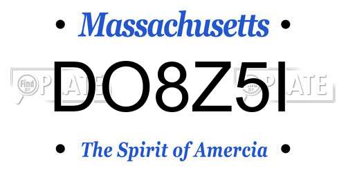 DO8Z5I Massachusetts License Plate