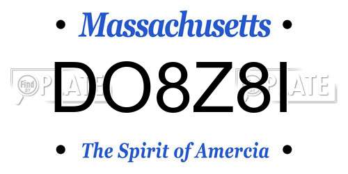 DO8Z8I Massachusetts License Plate