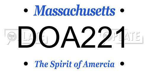 DOA221 Massachusetts License Plate