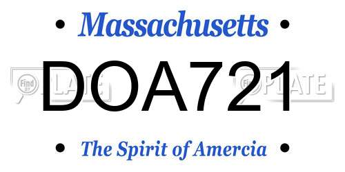 DOA721 Massachusetts License Plate