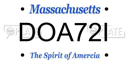 DOA72I Massachusetts License Plate
