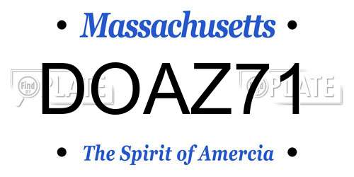 DOAZ71 Massachusetts License Plate