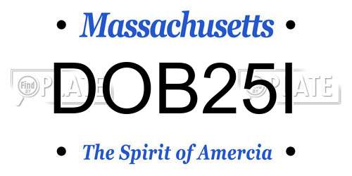 DOB25I Massachusetts License Plate