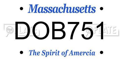 DOB751 Massachusetts License Plate