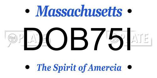 DOB75I Massachusetts License Plate