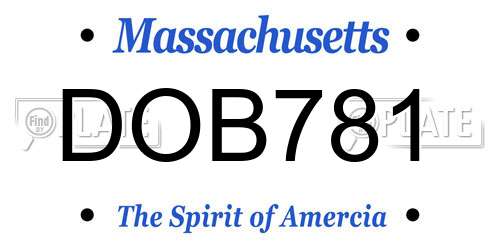 DOB781 Massachusetts License Plate
