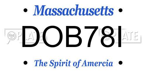 DOB78I Massachusetts License Plate
