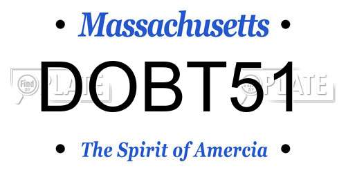 DOBT51 Massachusetts License Plate