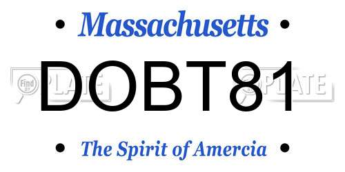 DOBT81 Massachusetts License Plate