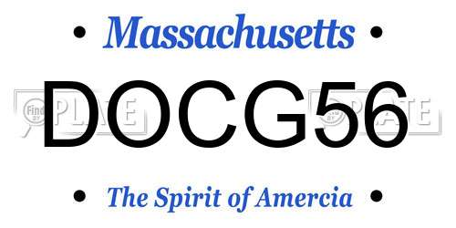 DOCG56 Massachusetts License Plate